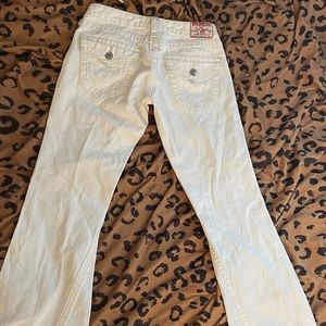 low rise white true religion flare jeans